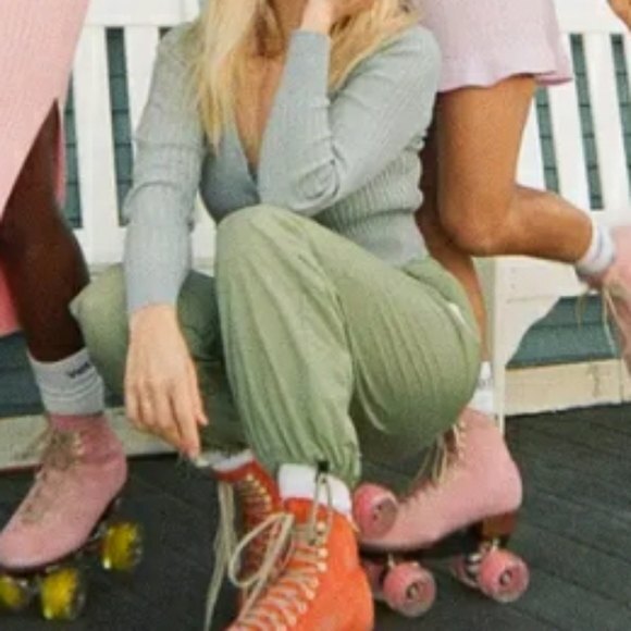 Wayf 98 Clarissa Olive Green Jogger Nylon Swishy Pants 2X - Picture 3 of 16